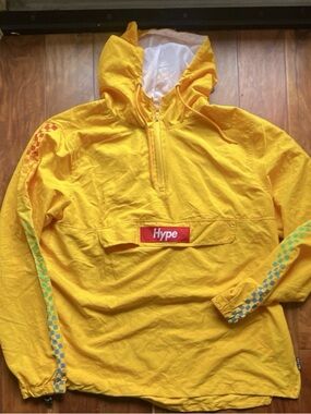Hype Yellow Hooded Anorak with Checkerboard Trim